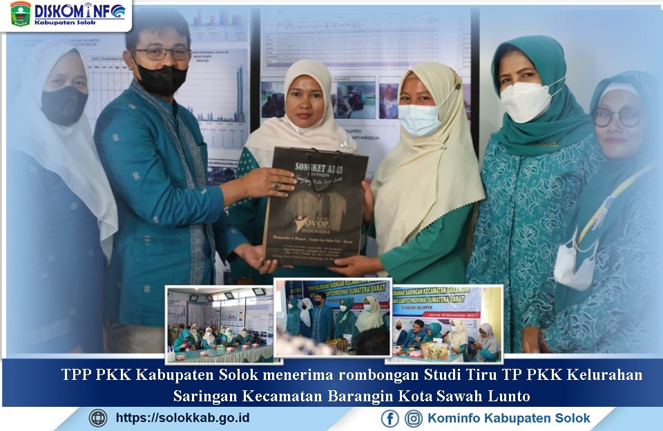 TPP PKK Kabupaten Solok menerima rombongan Studi Tiru TP PKK Kelurahan Saringan Kecamatan Barangin Kota Sawah Lunto 