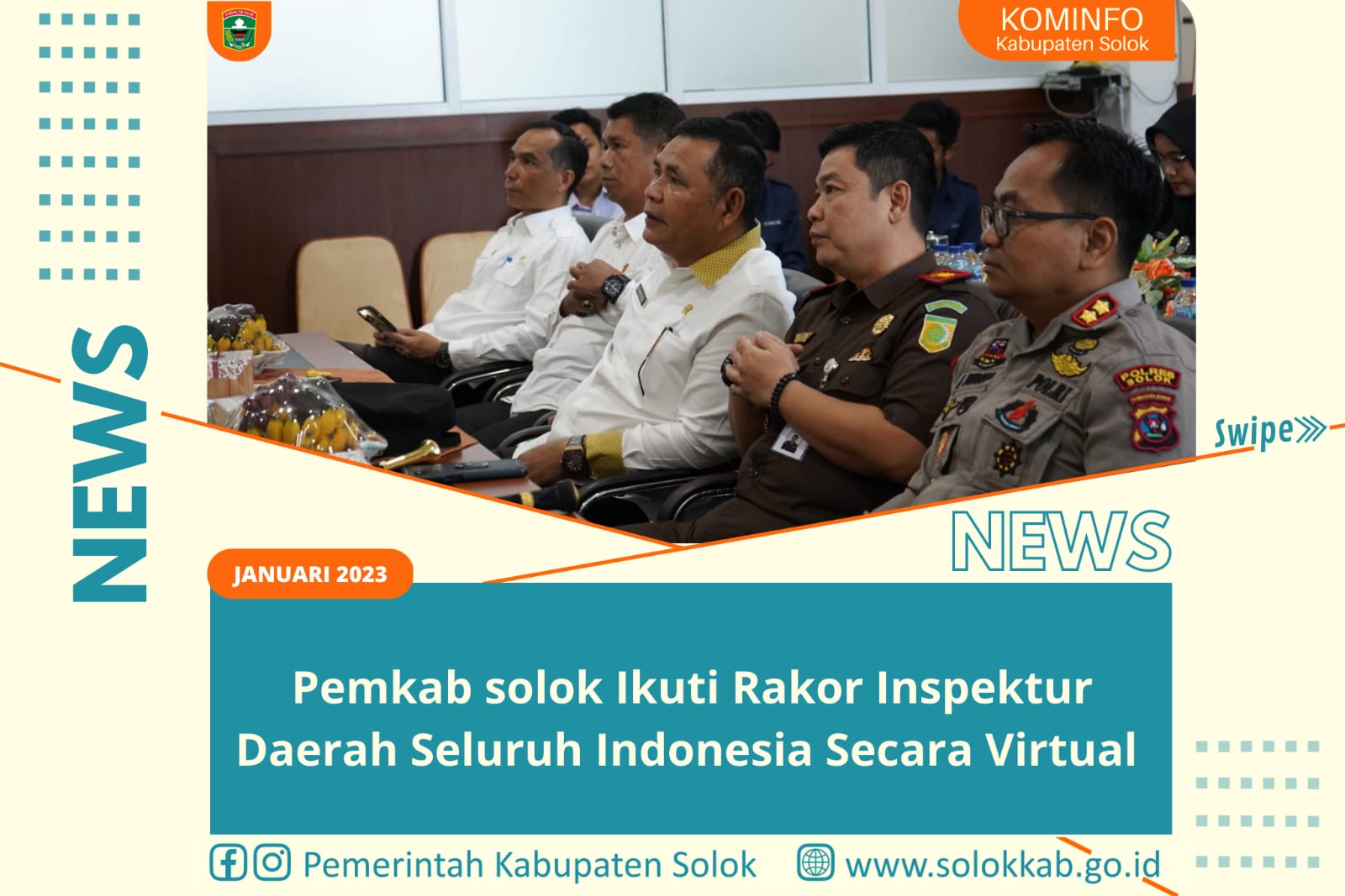 Pemkab Solok Ikuti Rakor Inspektur Daerah Seluruh Indonesia Secara Virtual