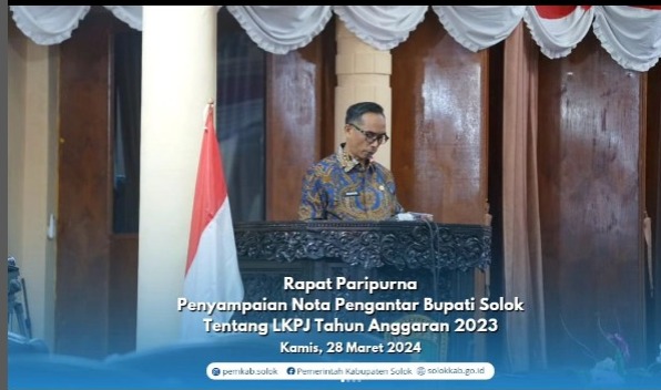 Bupati Solok Sampaikan Tentang LKPJ Tahun Anggaran 2023 pada Rapat Paripurna
