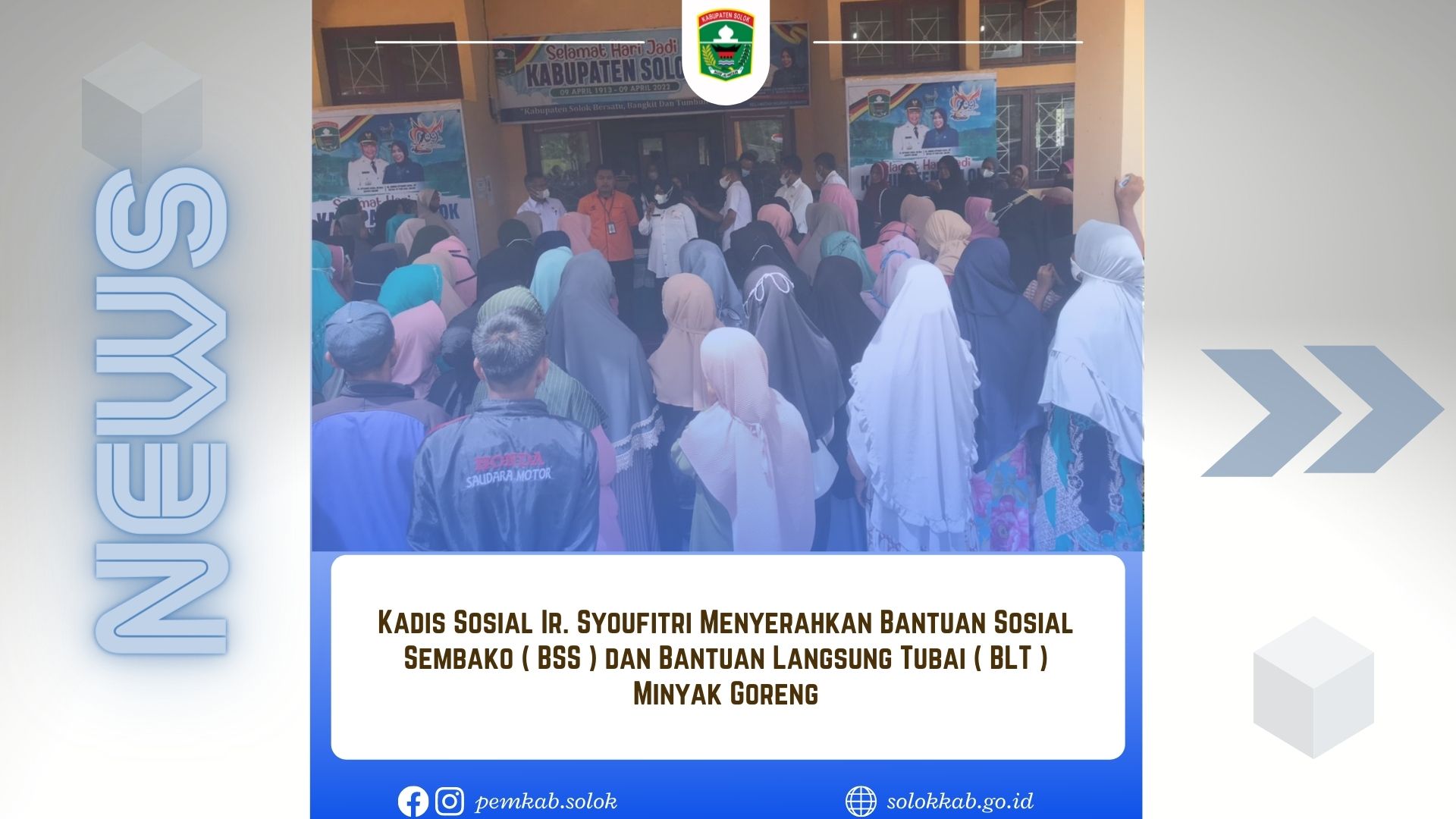Sebanyak 1.489 KPM di Hiliran Gumanti Mendapatkan Batuan Sosial Sembako dan Bantuan Langsung Tunai dari Dinas Sosial Kabupaten Solok